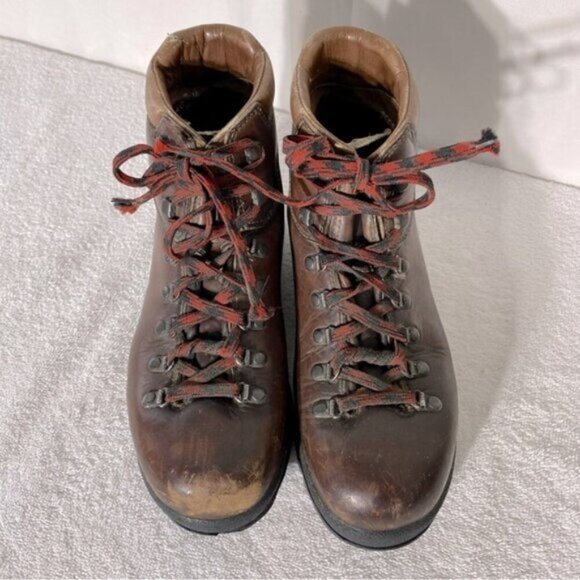 Vintage Scarpa Brown Leather Lace Up Mountaineering Hiking Ankle Boots 40 - Picture 2 of 14